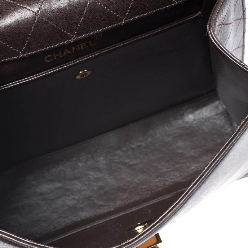 Chanel Dark Brown Quilted leather Vintage Shoulder Strap 3