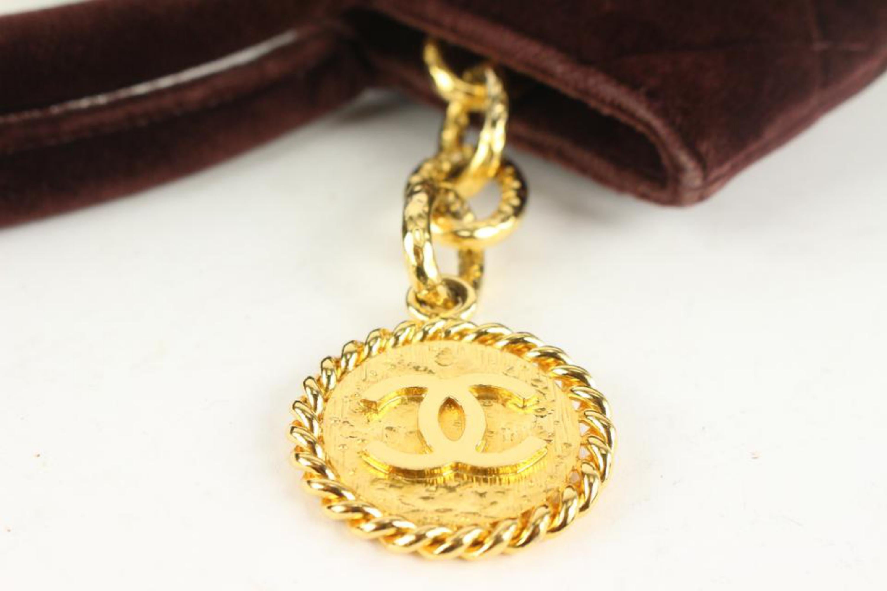 Black Chanel Dark Brown Quilted Velvet Medallion Zip Tote Bag GHW 115c7 For Sale