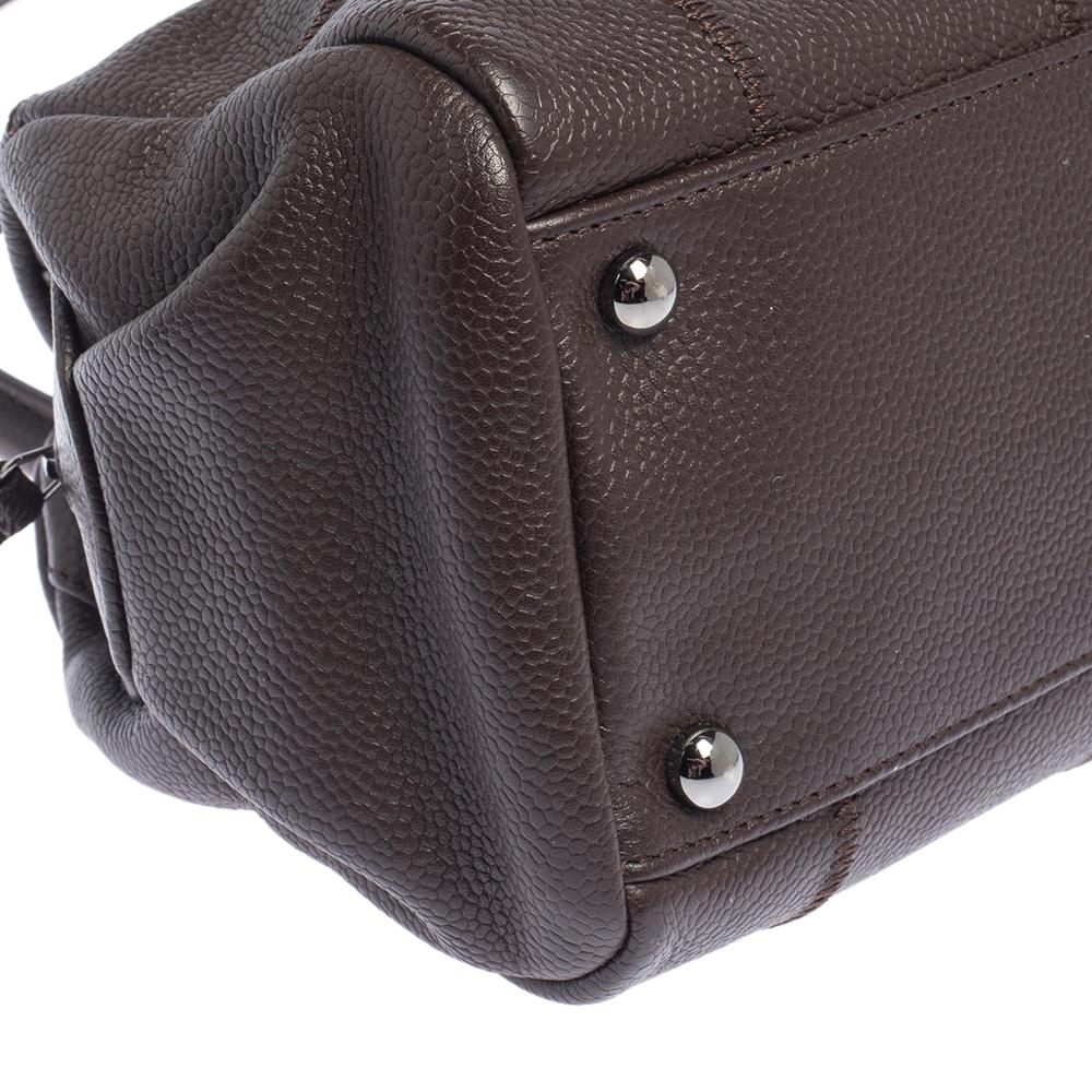 Chanel Dunkelbraun Quadrat Stepp Kaviar Leder LAX Bowler Tasche 5