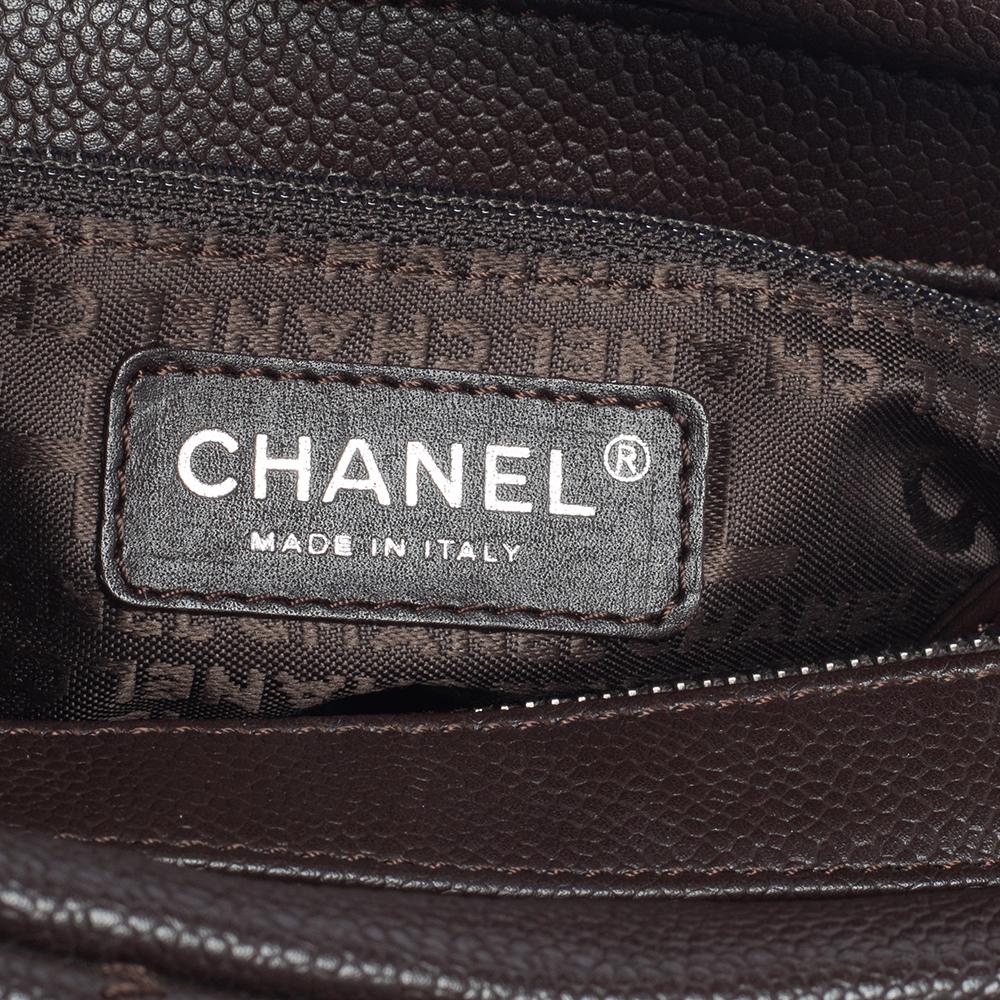 Chanel Dunkelbraun Quadrat Stepp Kaviar Leder LAX Bowler Tasche 1