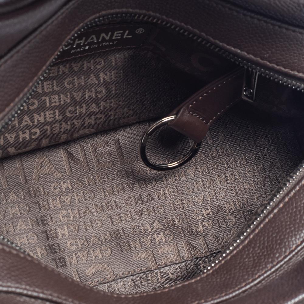 Chanel Dunkelbraun Quadrat Stepp Kaviar Leder LAX Bowler Tasche 2