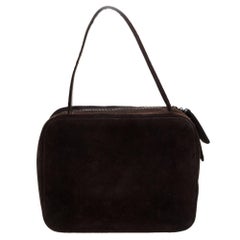 Chanel Dark Brown Suede Vintage CC Timeless Vanity Bag