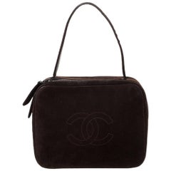 Chanel Dark Brown Suede Vintage CC Timeless Vanity Bag