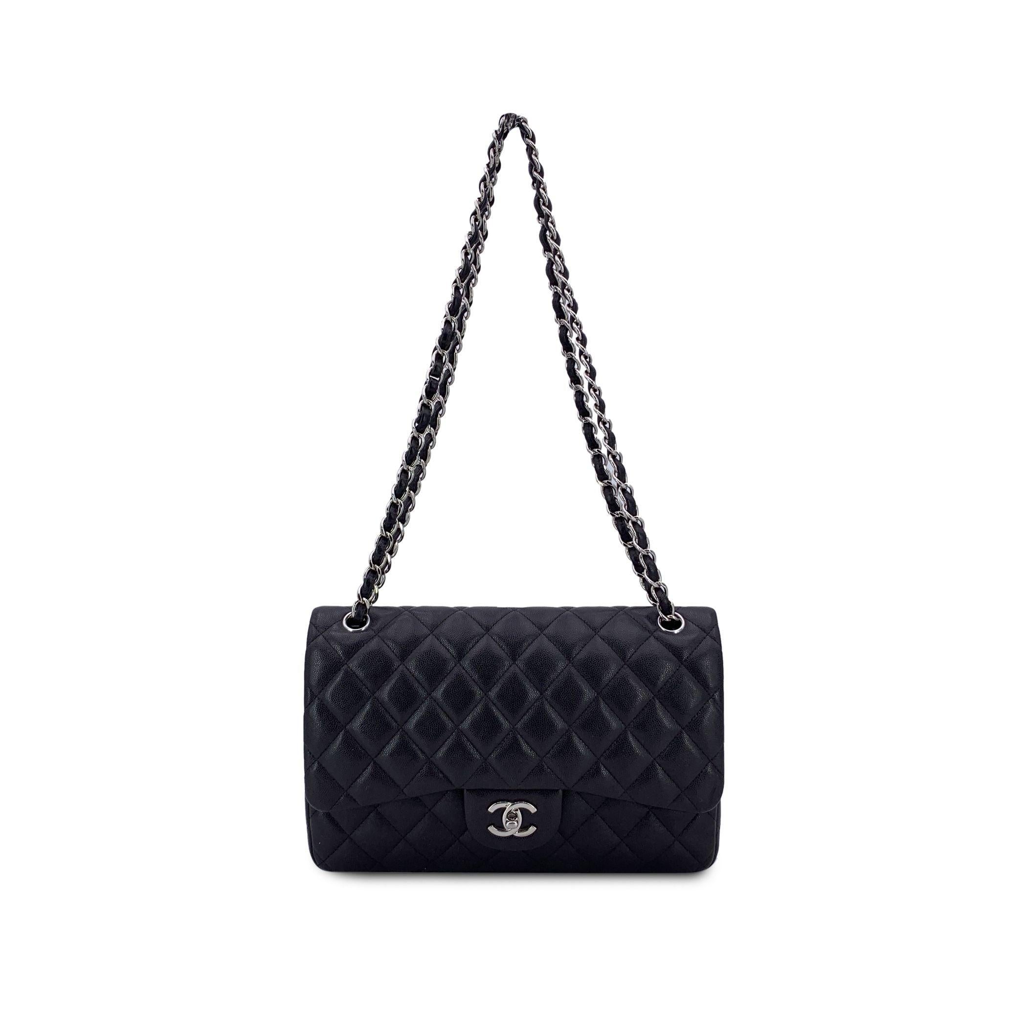 This beautiful Bag will come with a Certificate of Authenticity provided by Entrupy. The certificate will be provided at no further cost Indulge in the ultimate in luxury with the Chanel 'Timeless Classic - Jumbo' Quilted Double Flap Bag, a truly