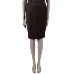 CHANEL dark brown wool & cashmere 1999 99A FELT PENCIL Skirt 38 S
