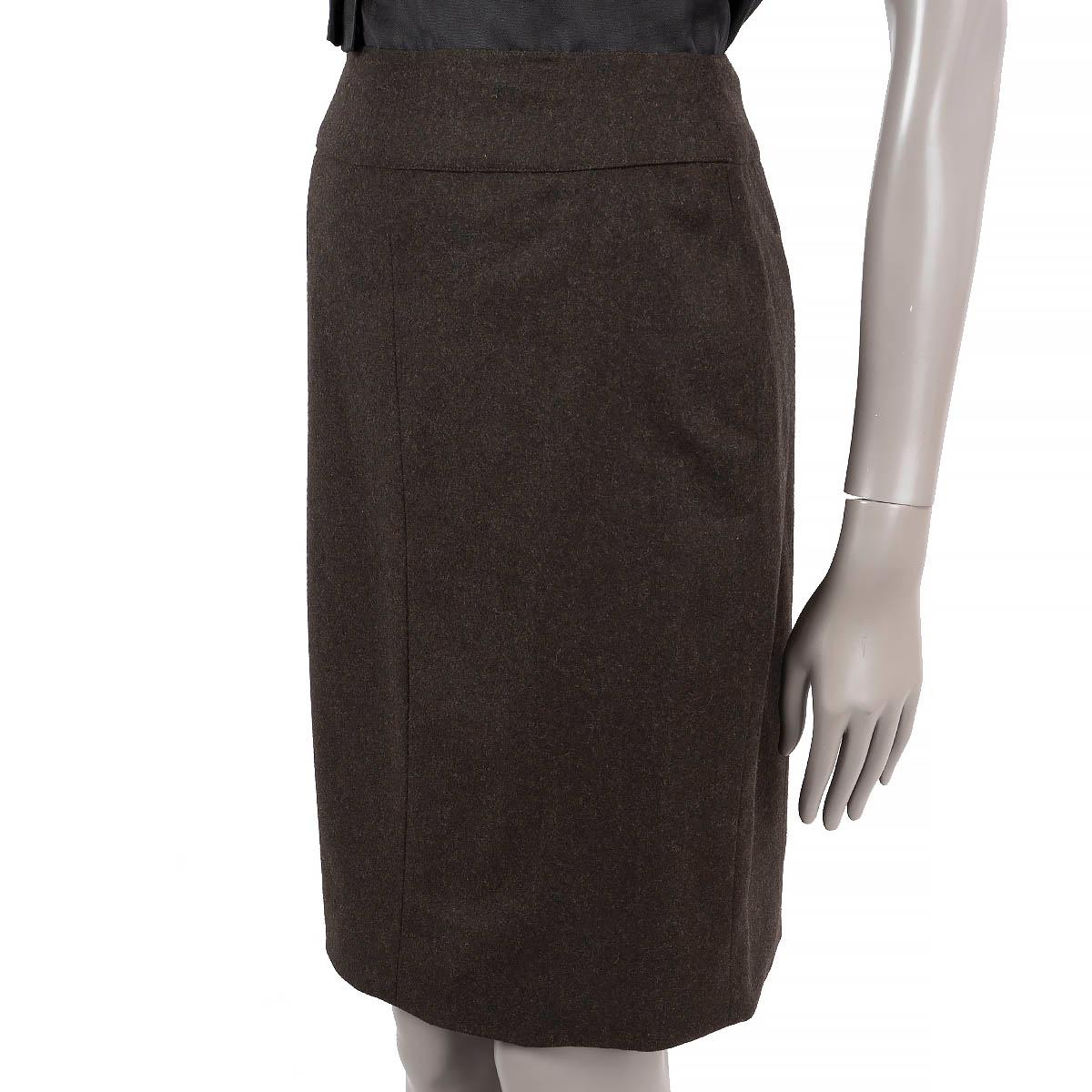 Women's CHANEL dark brown wool & cashmere 1999 99A FELT PENCIL Skirt 38 S For Sale