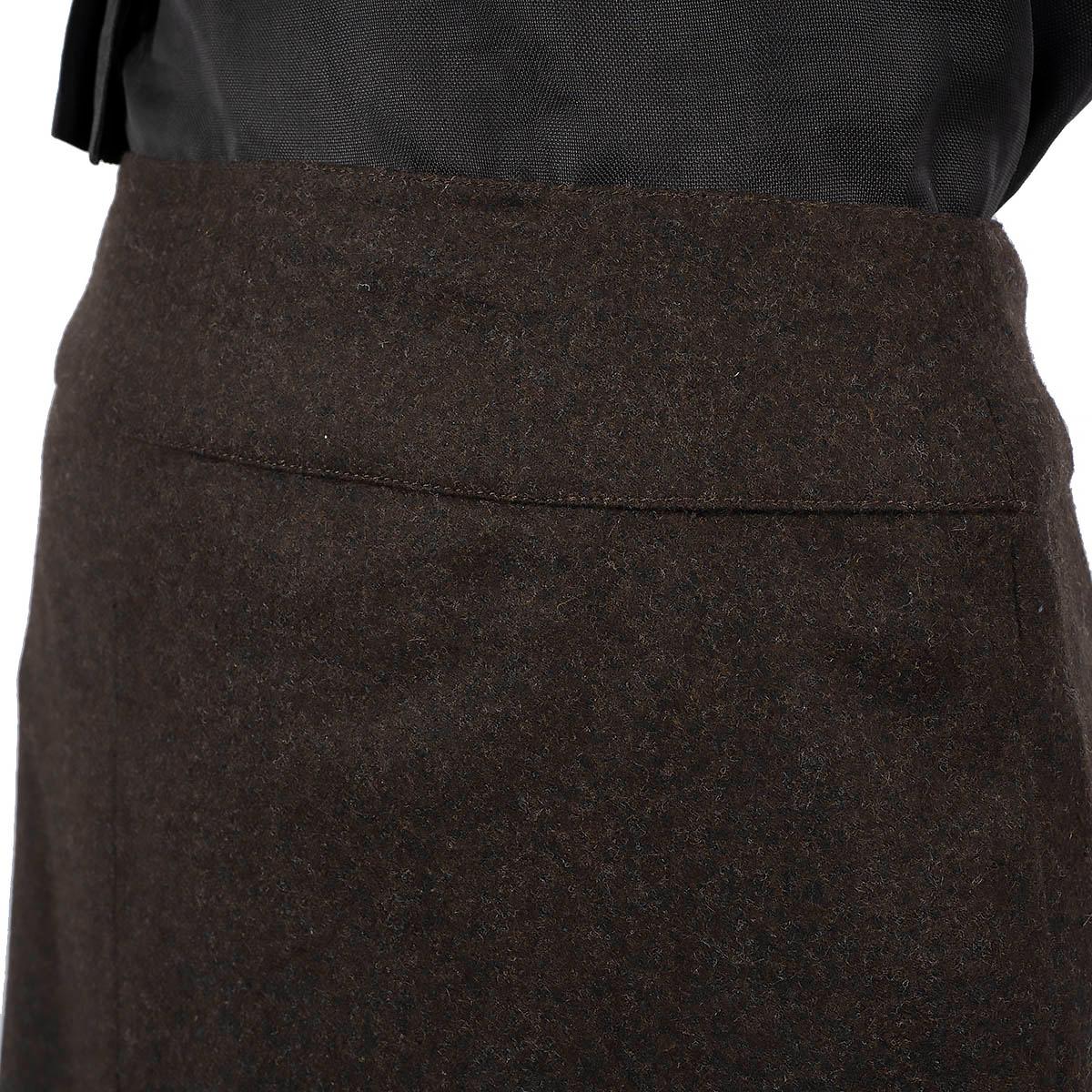CHANEL dark brown wool & cashmere 1999 99A FELT PENCIL Skirt 38 S For Sale 2