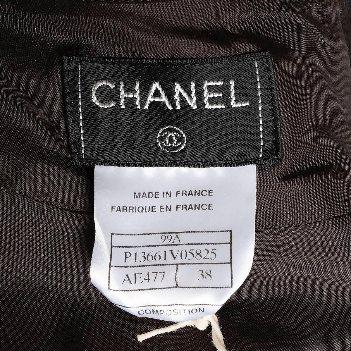 CHANEL dark brown wool & cashmere 1999 99A FELT PENCIL Skirt 38 S For Sale 5