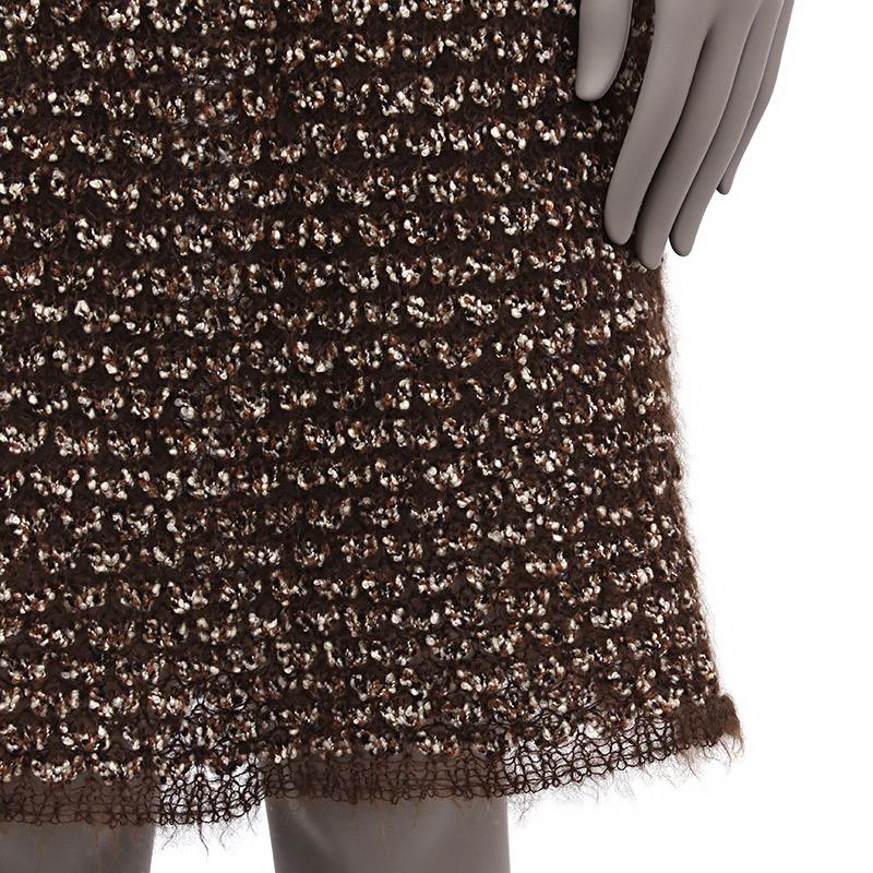 Women's CHANEL dark brown wool & mohair A-Line Skirt 38 S