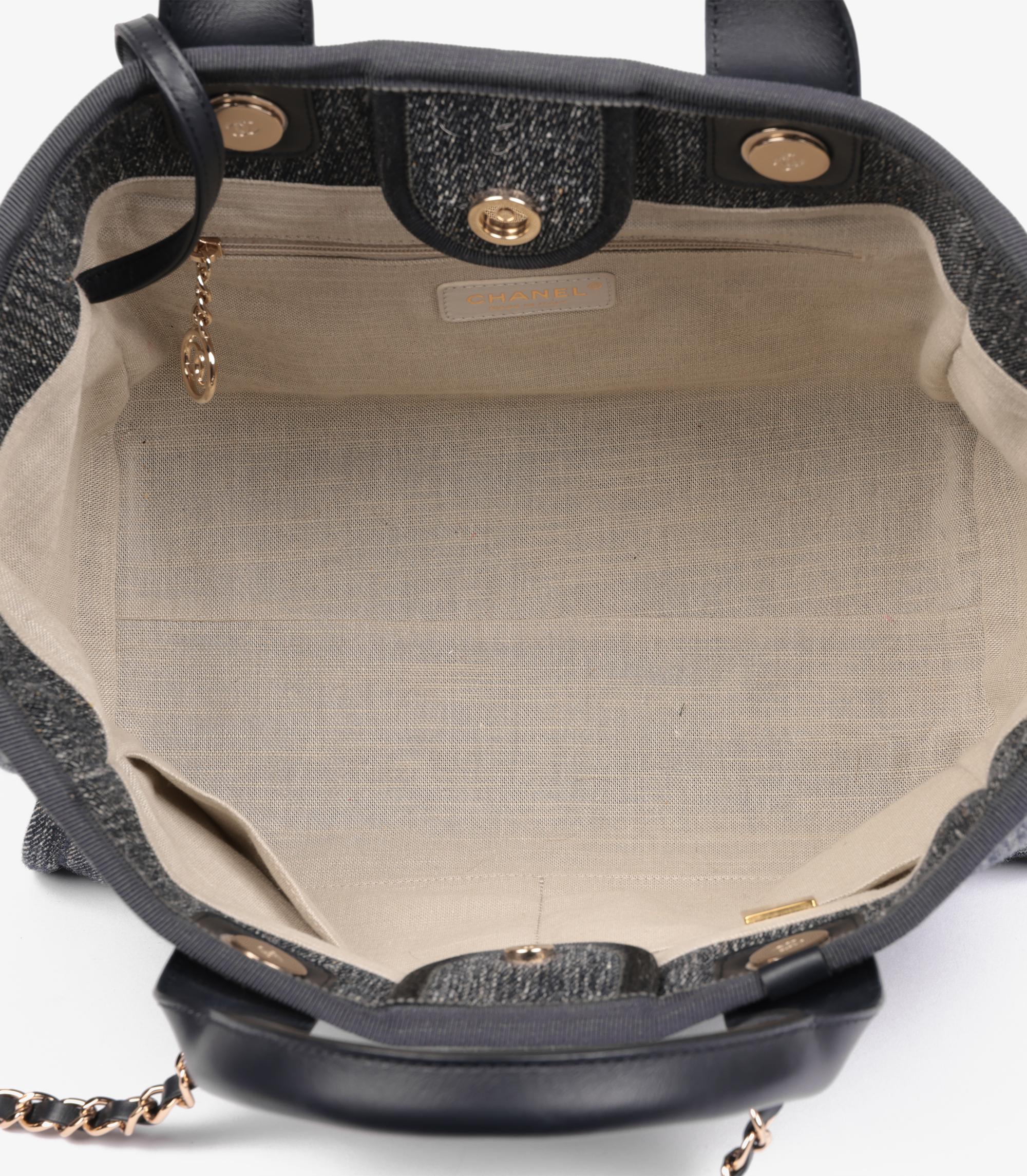 Chanel Dark Denim & Calfskin Leather Small Deauville Tote with Pouch 2