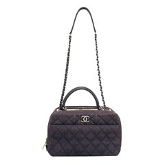 Chanel Dark Denim Quilted Trendy Two-Way Medium Bowler Bag, 2015 - 2016.