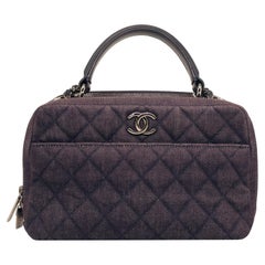 Chanel Dark Denim Quilted Trendy Two-Way Medium Bowler Bag, 2015 - 2016.