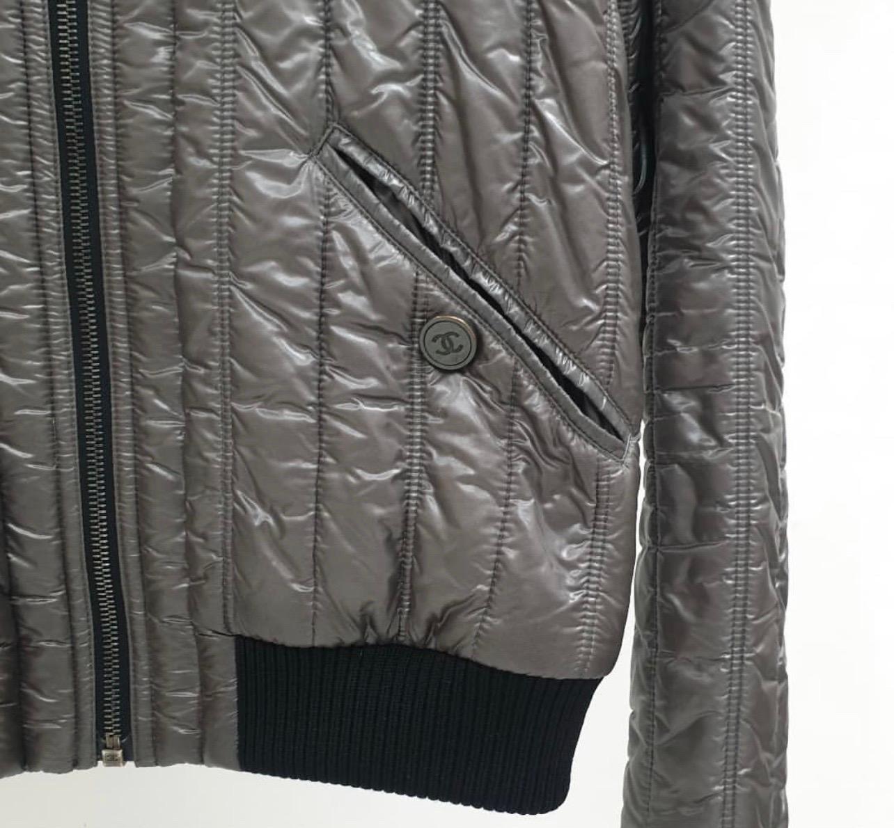 dark gray puffer jacket
