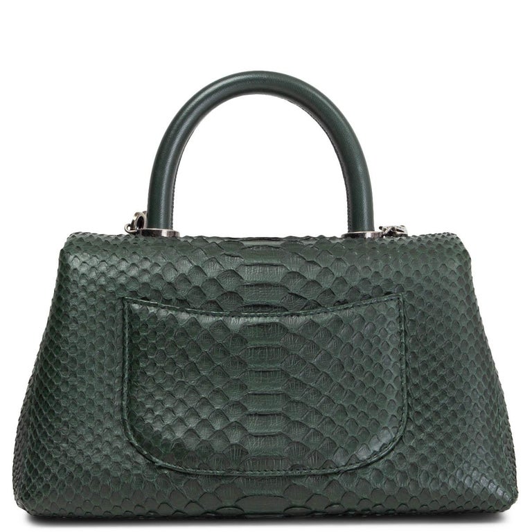 CHANEL dark green 2016 PYTHON COCO HANDLE SMALL FLAP Bag at 1stDibs