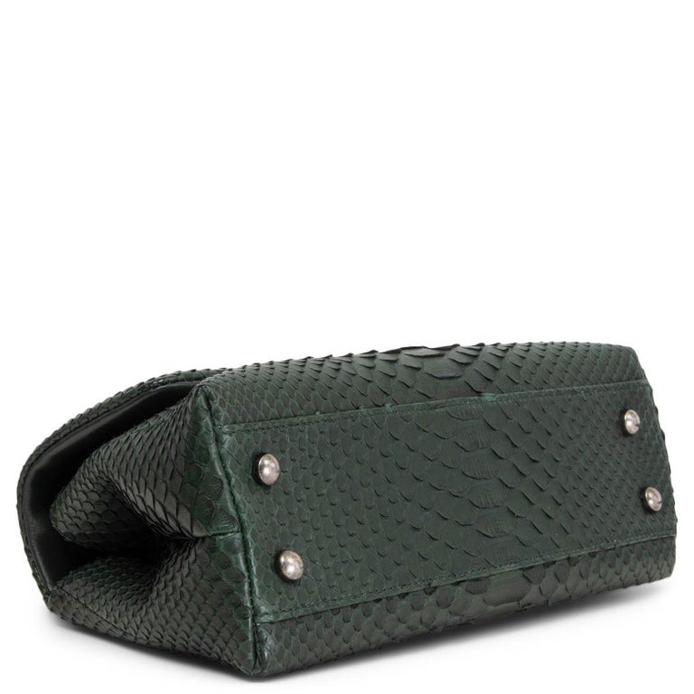 CHANEL dark green 2016 PYTHON COCO HANDLE SMALL FLAP Bag at 1stDibs