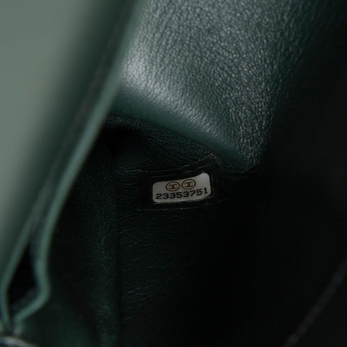Women's CHANEL dark green 2016 PYTHON COCO HANDLE SMALL FLAP Bag