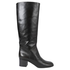 CHANEL dark green leather 2013 13A EDINBURGH Boots Shoes 39