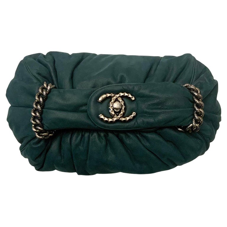 Chanel Dark Green Leather Midnight Stones Clutch Bag