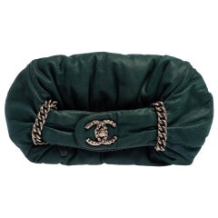 Chanel Dark Green Leather Midnight Stones Clutch