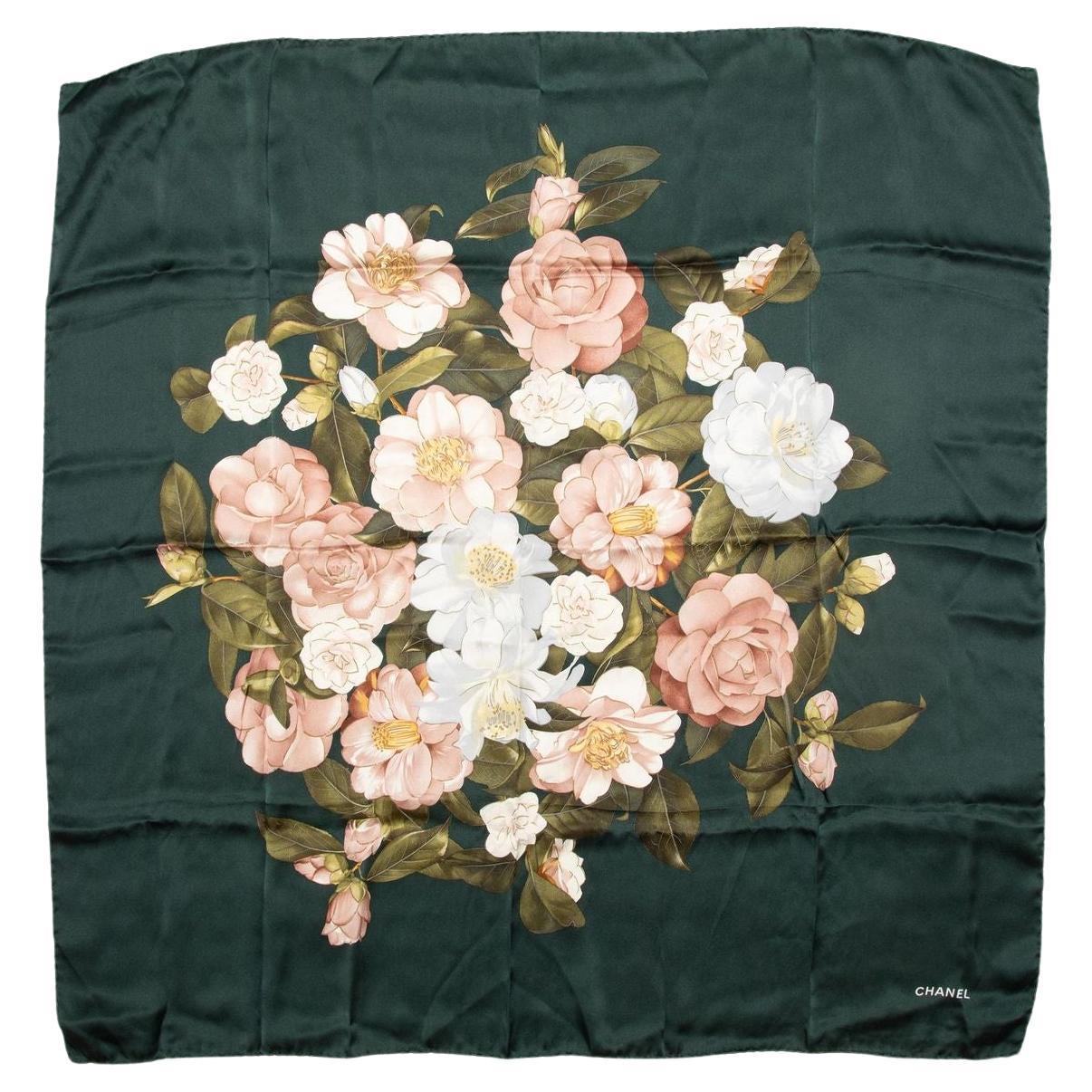 1990's Chanel Silk Scarf with Coco Graphic at 1stDibs