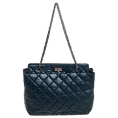 Chanel Dark Green Quilted Aged Leather 2.55 Reissue Grand Shopping Tote