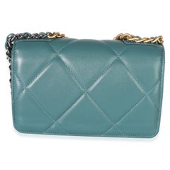 Chanel Dark Green Quilted Lambskin Chanel 19 Wallet On Chain