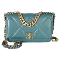 Chanel Dark Green Quilted Lambskin Chanel 19 Wallet On Chain