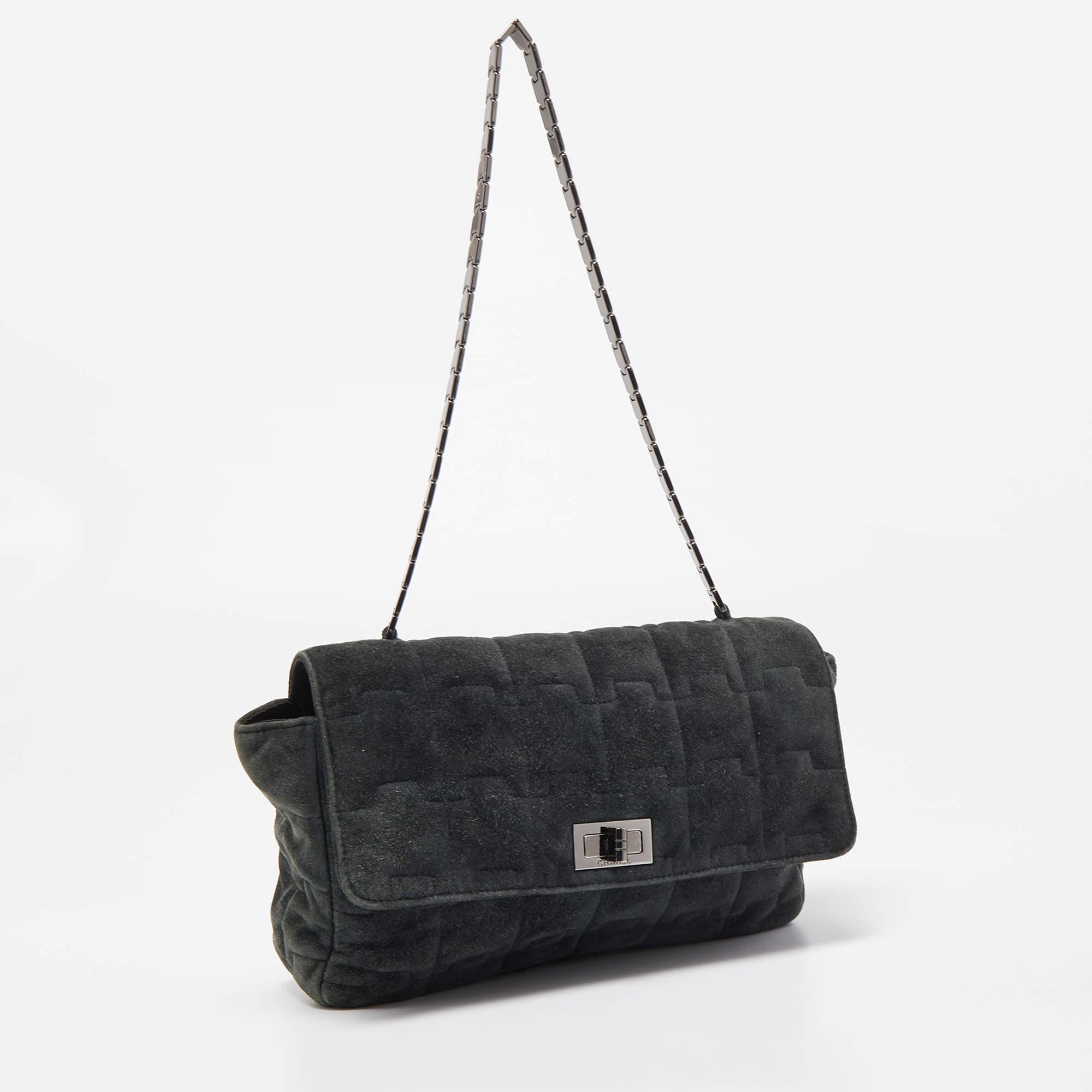 Women's Chanel Dark Green Suede Puzzle Reissue Chain Links Shoulder Bag