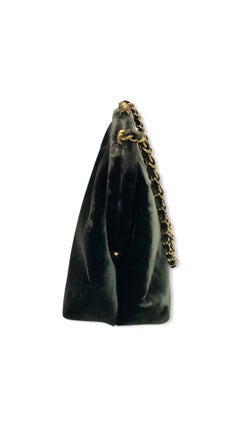 Chanel 19cm Dark Green Velvet Purse Handbag