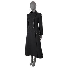 CHANEL dunkelgrau Kaschmir 18A STRIPED DOUBLE-BREASTED MIDI Mantel Jacke 36 XS