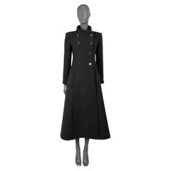 CHANEL dark grey cashmere 18A STRIPED DOUBLE-BREASTED MIDI Coat Jacket 36 XS