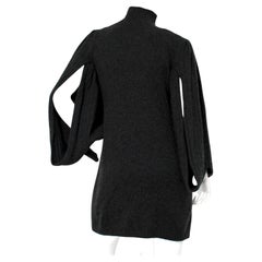 Chanel Dark Grey Cashmere Turtleneck Dress With Cage Sleeves circa 2007