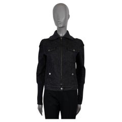 CHANEL Dunkelgraue Baumwolljacke 2003 03A RIB-KNIT TRIM DENIM Jacke 38 S