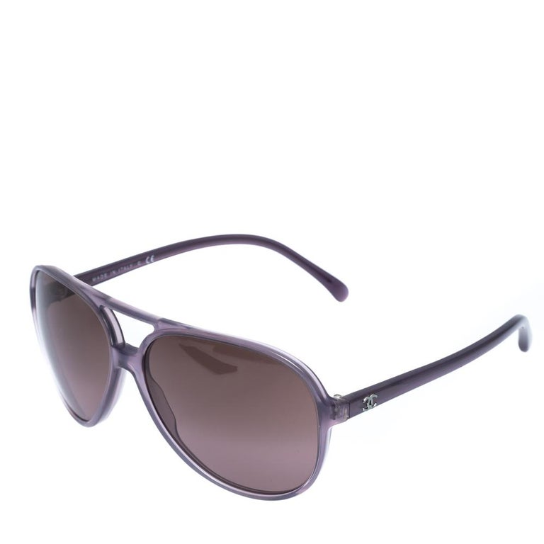 Chanel Dark Grey Gradient 5206 Aviator Sunglasses at 1stDibs