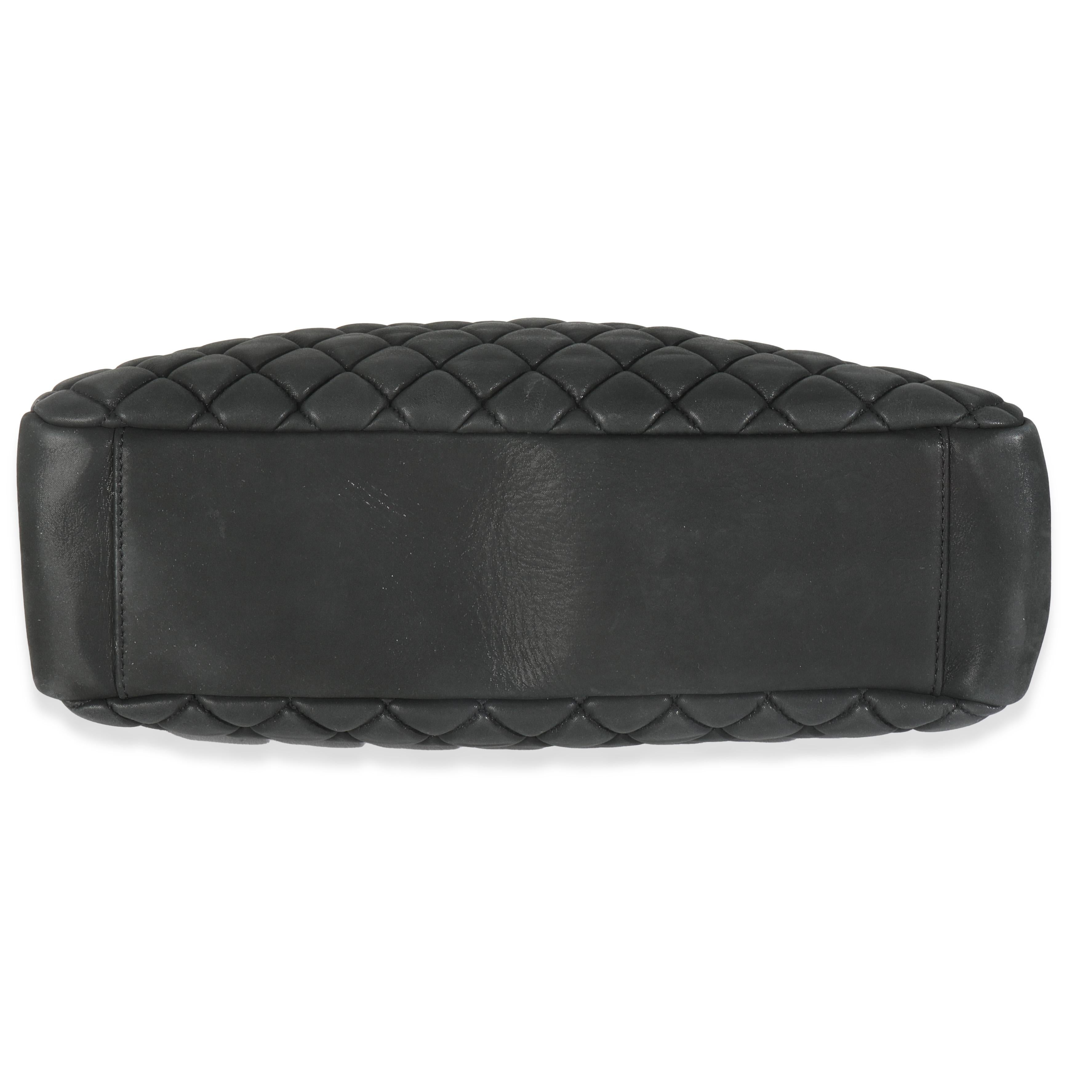 Chanel Dark Grey Iridescent Calfskin Small New Bubble Quilt Tote For Sale 3