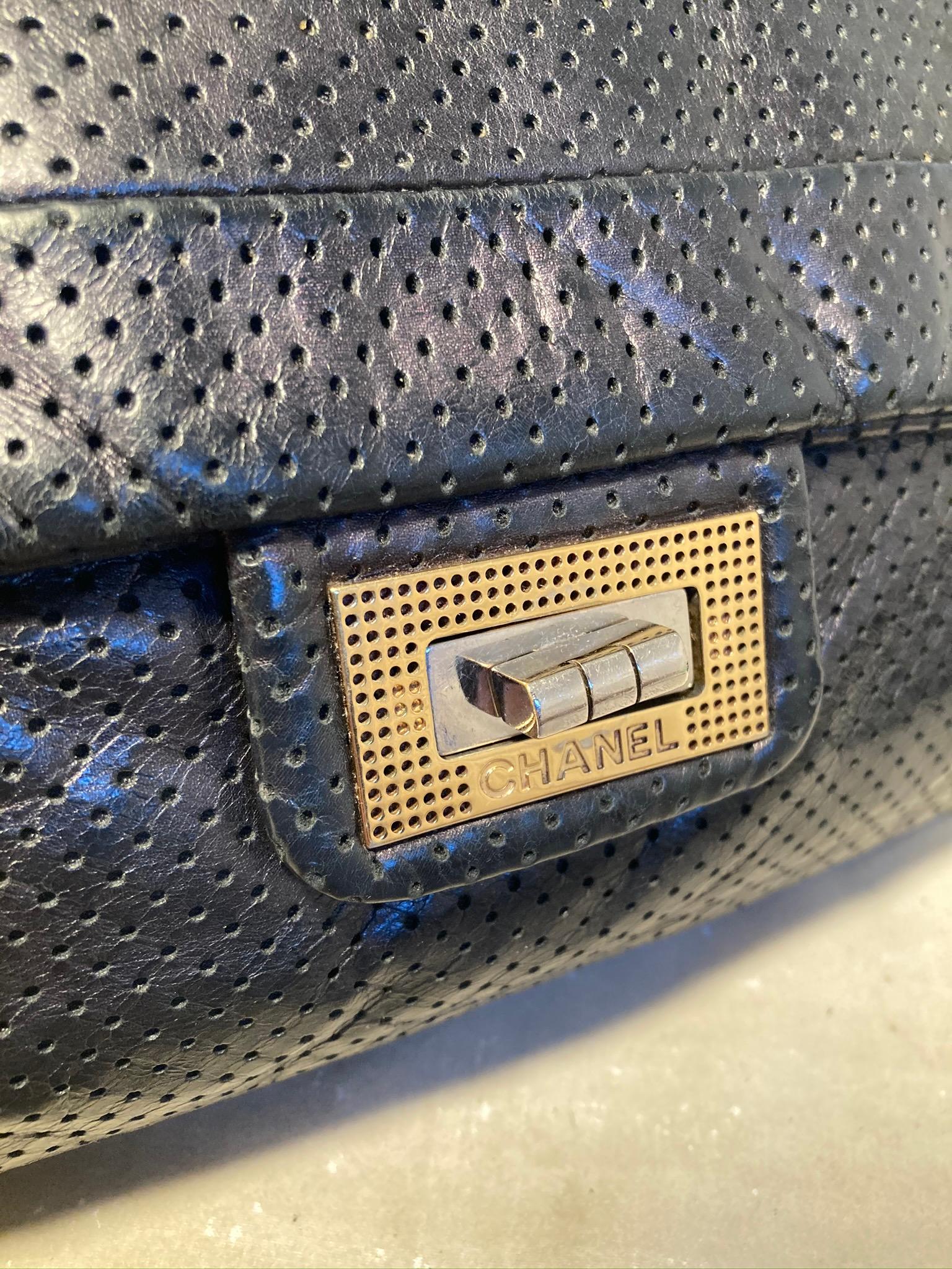 Chanel Perforated Drill Flap Classic  In Excellent Condition In Philadelphia, PA