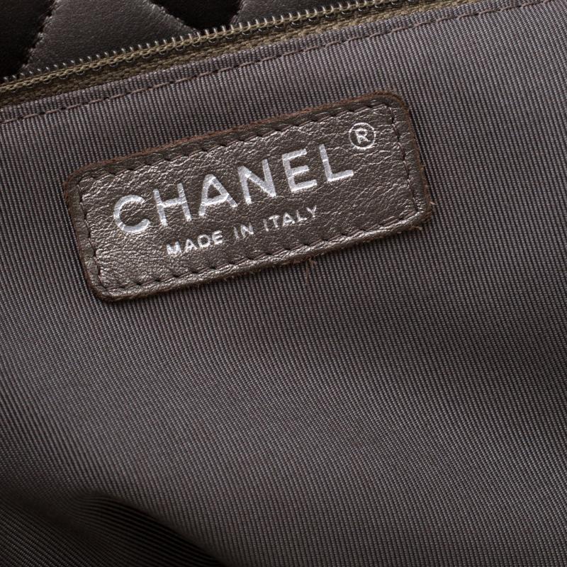 Chanel Dark Grey Quilted Leather Front Flap Pocket Tote 1