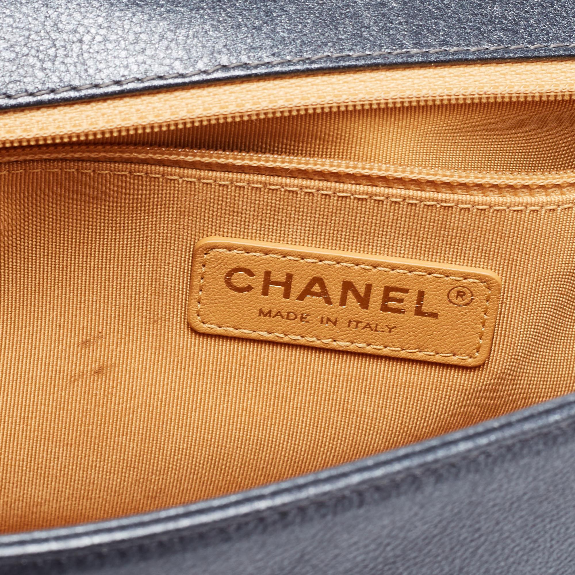 Chanel Dark Grey Quilted Leather Large Boy Flap Bag 3