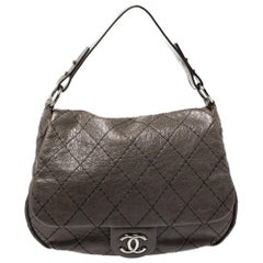 Chanel Dark Grey Quilted Leather Large On the Road Flap Bag
