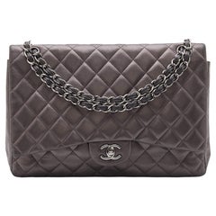 Chanel Dark Grey Quilted Leather Maxi Classic Flap Bag