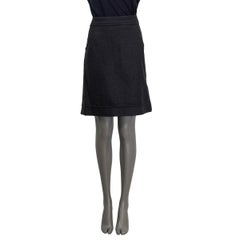 CHANEL dunkelgrauer BUTTON-Rock aus Wolle und Angora 46 XL