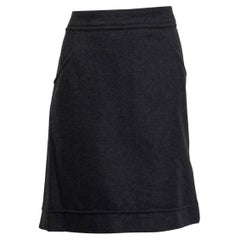Gonna CHANEL grigio scuro in lana e angora con bottoni laterali 46 XL