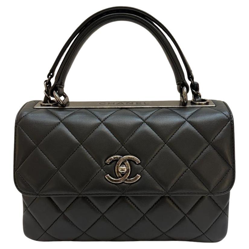 Chanel Dark Gunmetal Grey Leather Small Trendy Shoulder Bag