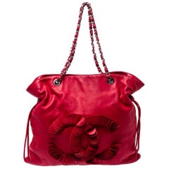 Chanel Dark Magenta Leather Disc Bon Bon Bag