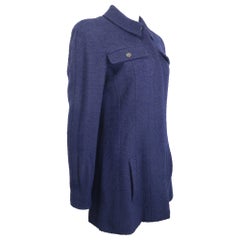 Chanel Dunkel Marineblaue Boucle-Wolljacke
