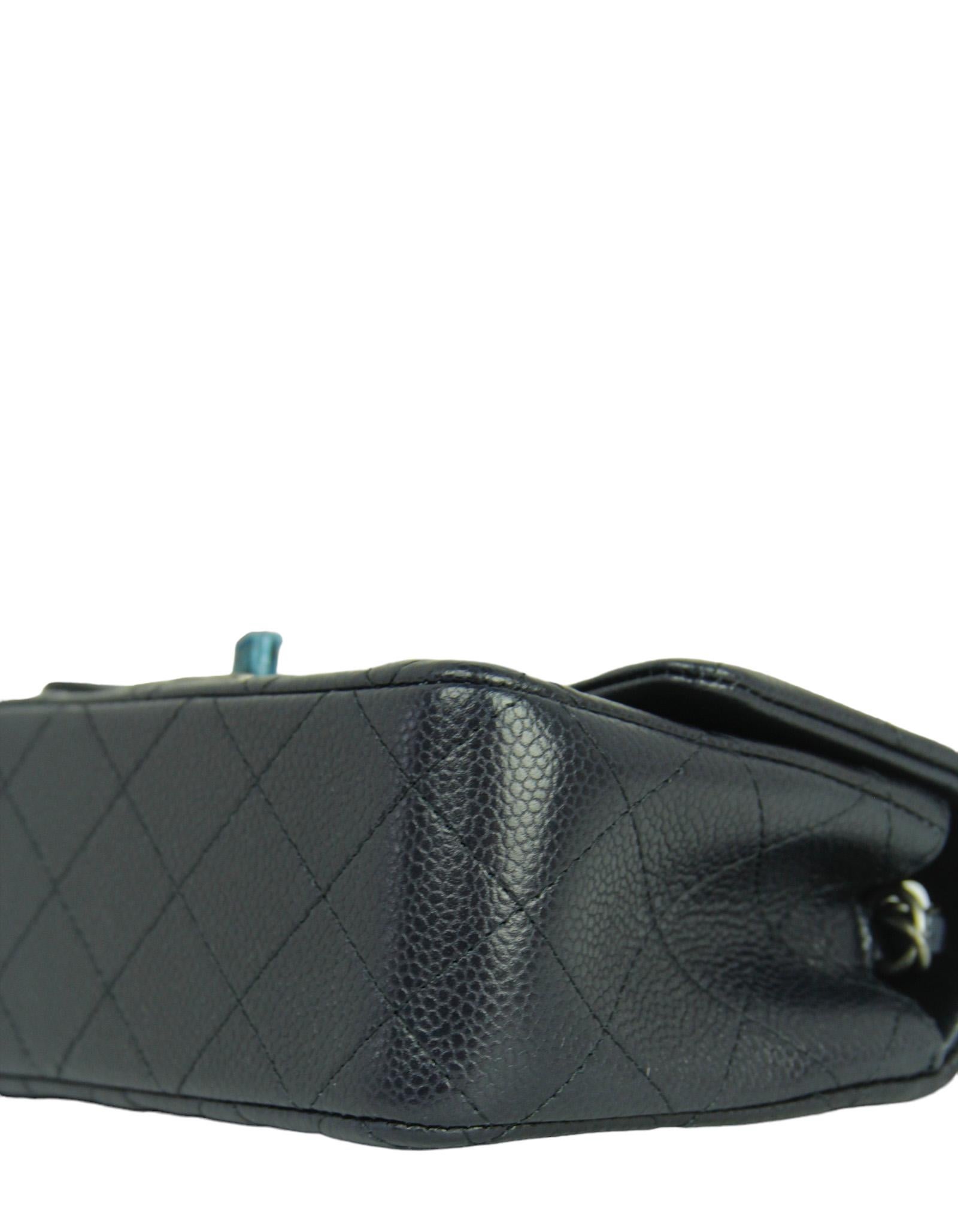 Chanel Dark Navy Caviar Leather Quilted Rectangular Mini Flap Crossbody ...