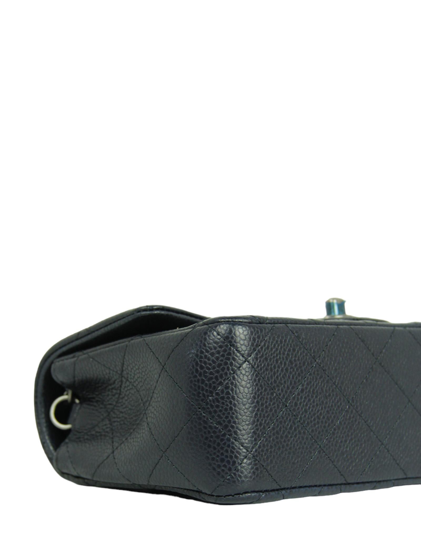 Chanel Dark Navy Caviar Leather Quilted Rectangular Mini Flap Crossbody ...