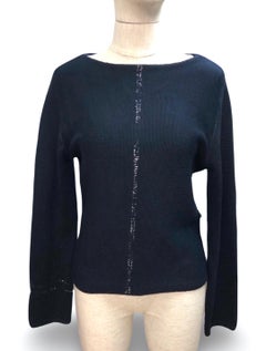 Chanel dark navy heavy wool knitted sweater