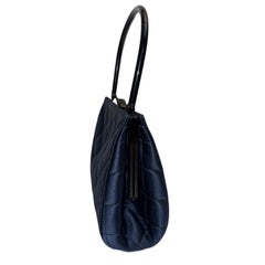 Chanel dark navy satin quilted handbag