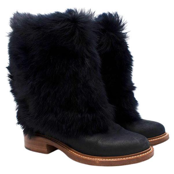 black suede shearling boots